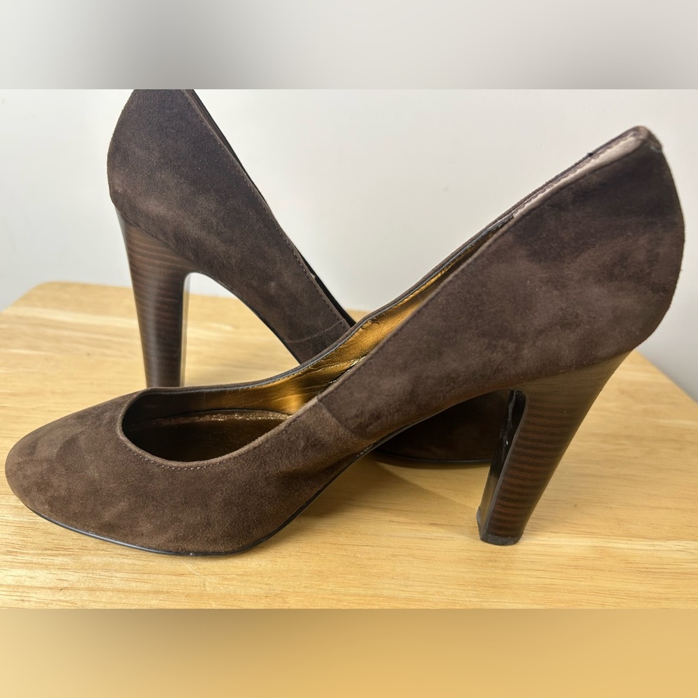 Lauren Ralph Lauren LRL Suede Pumps Heels Shoes 8.5 Brown City Office Evening - Picture 4 of 16